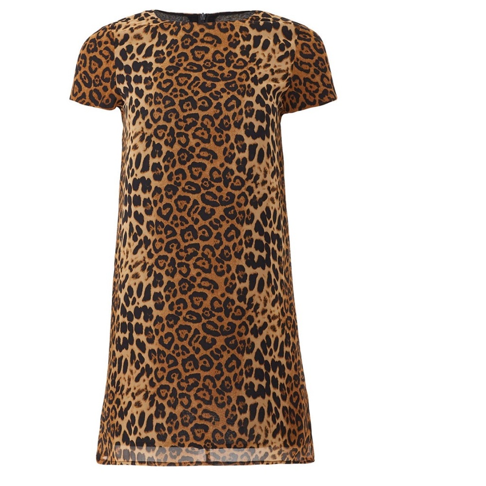 Line & Dot Leopard Print Mini Dress